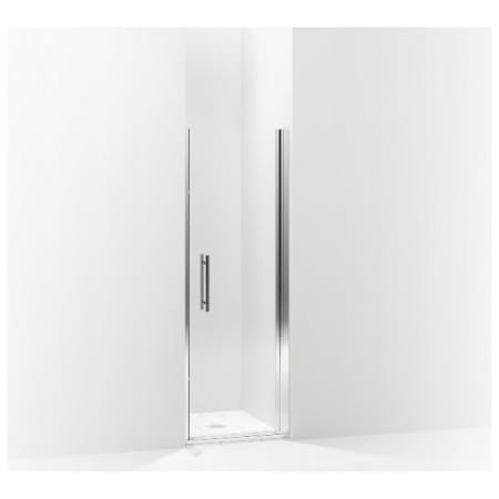 Sterling Finesse Peak Headerless Frameless Pivot Shower Door 33" Max Opening x 67" High Silver with Smooth Clear Glass