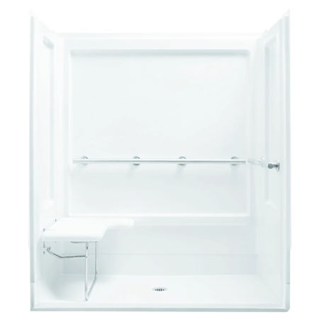 Sterling 40-5/8" W x 65-9/16" H Vikrell Shower End Wall Set with Seat and Grab Bar White