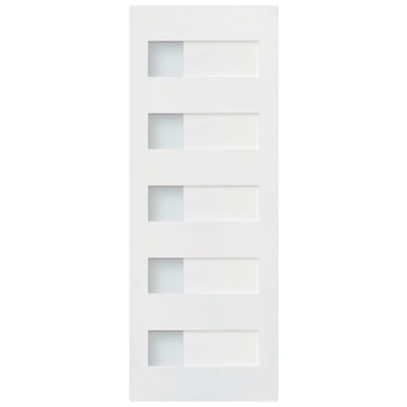 Stile Doors 24" x 80" Primed 5 Half Lite Satin Etched Glass (7-1/4") Solid Core Interior Slab Door Primed