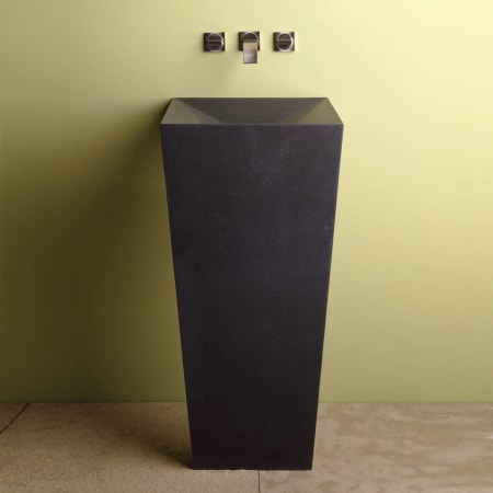 Stone Forest Zero Pedestal Sink Honed Black Granite