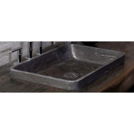 Stone Forest Contour Drop-In Rectangular Sink with Drain Cover Antique Gray Limestone