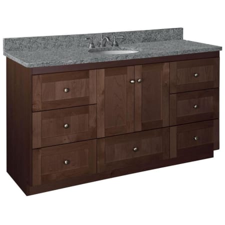 Strasser Simplicity 60" Single Free Standing Vanity Cabinet Only - Less Vanity Top Dark Alder