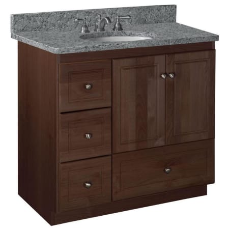 Strasser Simplicity 36" Single Free Standing Vanity Cabinet Only - Less Vanity Top Dark Alder