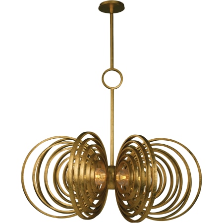 Studio M Frequency 6 Light 33-1/2" Wide LED Chandelier with Ribbed Glass Shades Gold Leaf