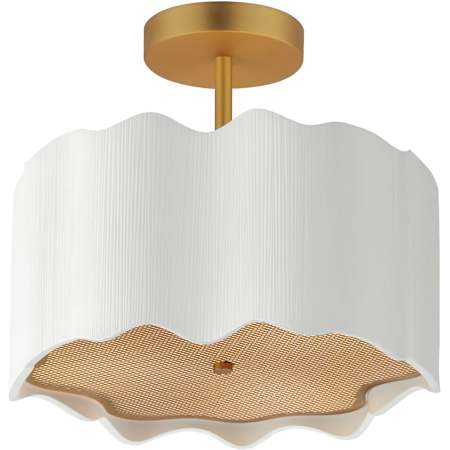Studio M Curtain Call 3 Light 14" Wide LED Semi-flush Drum Ceiling Fixture White / Gold