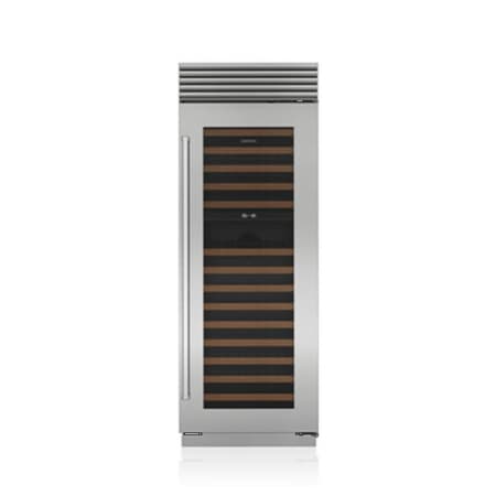 Finish: Sub-Zero Classic Series 30 Inch Wide 146 Bottle Capacity Built-In Wine Cooler with Right Handed Door and Full Extension Racks Classic Stainless