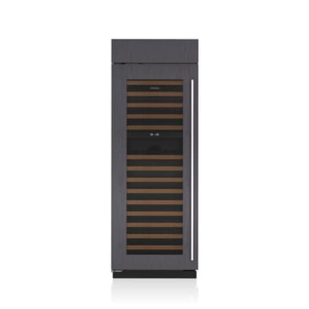 Finish: Sub-Zero Classic Series 30 Inch Wide 146 Bottle Capacity Built-In Wine Cooler with Dual Zone Cooling and Left Handed Door - High Altitude Model Classic Stainless