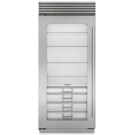Finish: Sub-Zero Classic Series 36 Inch Wide 22.9 Cu. Ft. Column Refrigerator with Left Handed Glass Door - High Altitude Model Classic Stainless