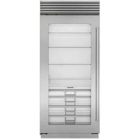 Finish: Sub-Zero Classic Series 36 Inch Wide 22.9 Cu. Ft. Column Refrigerator with Left Handed Door and Night Mode - High Altitude Model Classic Stainless