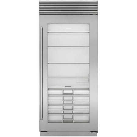Finish: Sub-Zero Classic Series 36 Inch Wide 22.9 Cu. Ft. Column Refrigerator with Right Handed Door and Adjustable Shelves - High Altitude Model Classic Stainless