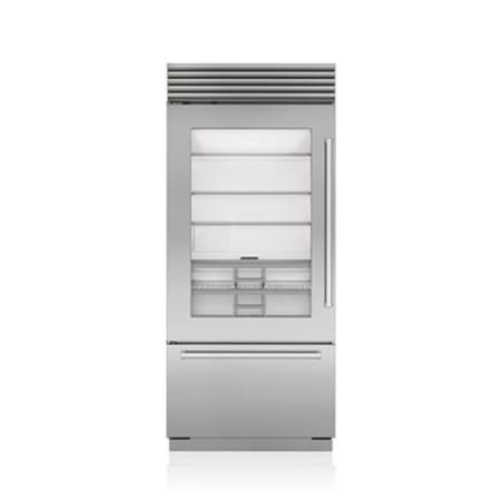 Finish: Sub-Zero Classic Series 36 Inch Wide 25.5 Cu. Ft. Bottom Freezer Refrigerator with Left Handed Door and ClearSight™ LED Lighting Classic Stainless