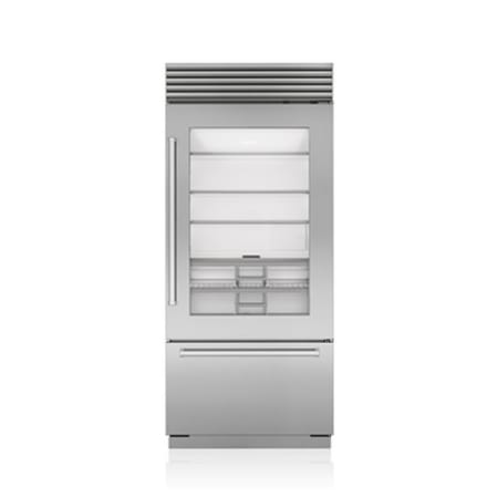 Finish: Sub-Zero Classic Series 36 Inch Wide 25.5 Cu. Ft. Bottom Freezer Refrigerator with Right Handed Door and Automatic Ice Maker with Removable Ice Basket Classic Stainless