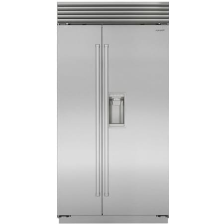 Finish: Sub-Zero Classic Series 42 Inch Wide 24 Cu. Ft. Side By Side Refrigerator with Fold Up Freezer Shelf Classic Stainless