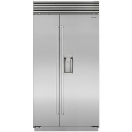 Finish: Sub-Zero Classic Series 42 Inch Wide 24 Cu. Ft. Side By Side Refrigerator with External Water and Ice Dispenser Classic Stainless