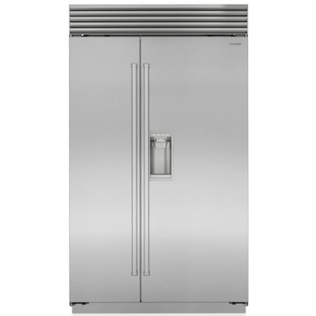 Finish: Sub-Zero Classic Series 48 Inch Wide 28.4 Cu. Ft. Side By Side Refrigerator with External Water Dispenser and French Door Classic Stainless