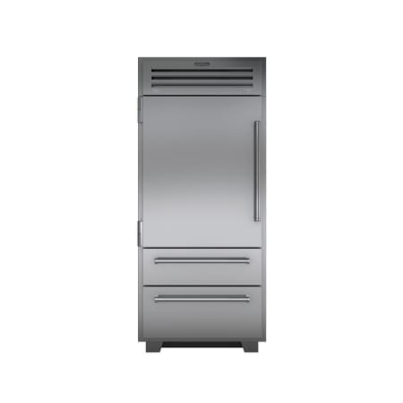 Finish: Sub-Zero 36 Inch Wide 22.7 Cu. Ft. Bottom Mount Refrigerator with Left Handed Door Classic Stainless