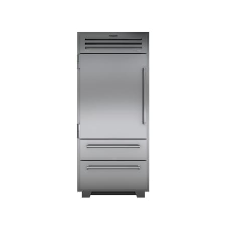 Finish: Sub-Zero 36 Inch Wide 22.7 Cu. Ft. Bottom Mount Refrigerator with Right Handed Door Classic Stainless
