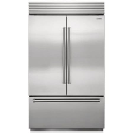 Finish: Sub-Zero Over-and-Under 48 Inch Wide 28.9 Cu. Ft. French Door Refrigerator with ClearSight™ LED Lighting and Tubular Style Handles Classic Stainless