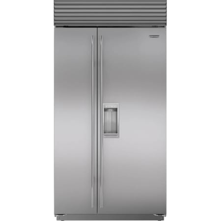 Finish: Sub-Zero Classic Series 42 Inch Wide 24 Cu. Ft. Side By Side Refrigerator with External Water and Ice Dispenser Classic Stainless