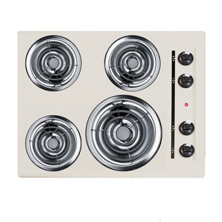Summit 24" Electric Cooktop with 4 Coil Element Burners and Indicator Lights Bisque