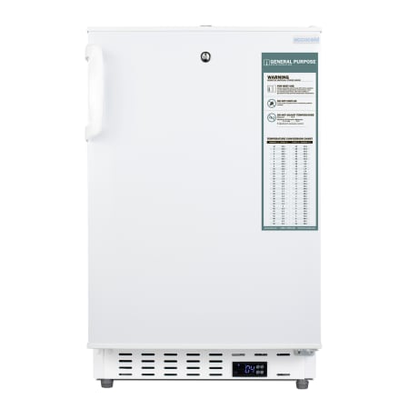 Summit Accucold 20 Inch Wide 3.32 Cu. Ft. Compact Refrigerator with Temperature Alarm White