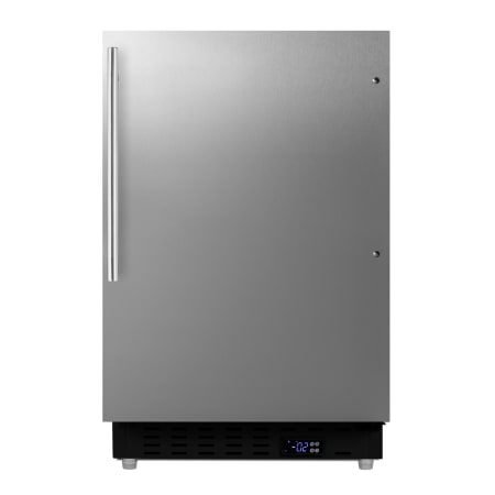 Summit 21 Inch Wide 2.68 Cu. Ft. Built-In / Free Standing Upright Compact Freezer with Black Toe Kick and Vertical Handle Stainless Steel