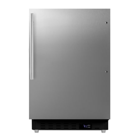 Summit 21 Inch Wide 3.53 Cu. Ft. Compact Freezerless Refrigerator with Black Toe Kick, Stainless Cabinet, and Vertical Handle Stainless Steel