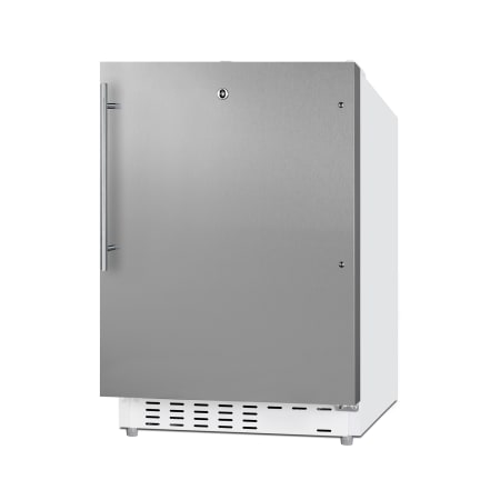 Summit 21 Inch Wide 2.68 Cu. Ft. Compact Refrigerator and Freezer Combo with Door Lock and Vertical Handle Stainless Steel