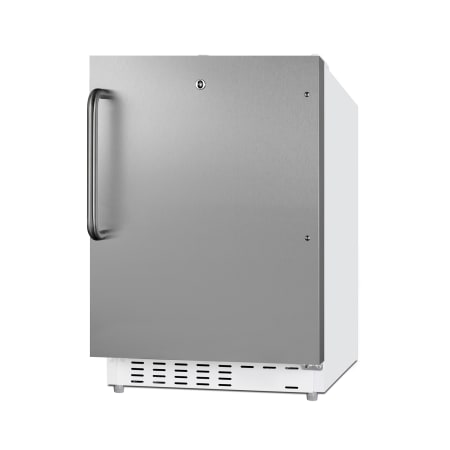 Summit 21 Inch Wide 2.68 Cu. Ft. Compact Refrigerator and Freezer Combo with Towel Bar Handle and White Cabinet Stainless Steel
