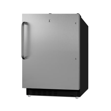 Summit 21 Inch Wide 2.68 Cu. Ft. Compact Refrigerator and Freezer Combo with Towel Bar Handle and Black Toe Kick Stainless Steel