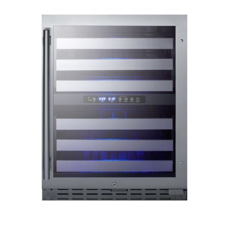 Summit 24 Inch Wide 46 Bottle Capacity Built-In or Free Standing Wine Cooler Stainless Steel