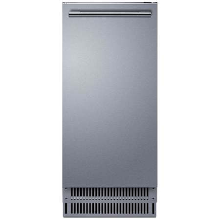 Summit 15 Inch Wide 26 Lbs. Capacity Built-In Outdoor Ice Maker with 68 Lbs. Daily Ice Production and Left Hand Door Swing Stainless Steel