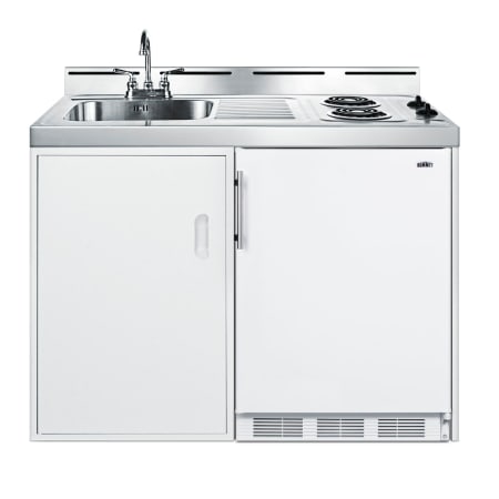 Summit 48 Inch Wide Kitchenette with Coil Cooktop, Sink, Faucet, and Refrigerator White