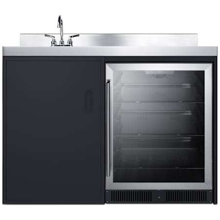 Summit 48 Inch Wide All In One Kitchenette with Left Sink and Storage Cabinet Black / Stainless Steel