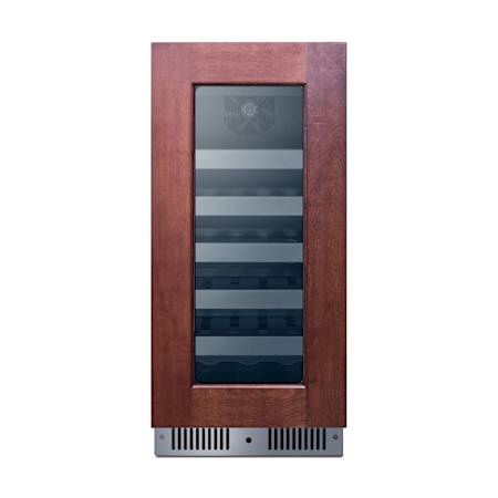 Summit 15 Inch Wide 20 Bottle Capacity Panel Ready Left Hinge Built-In Wine Cooler with 6 Shelves and 2 Cooling Zones Panel Ready