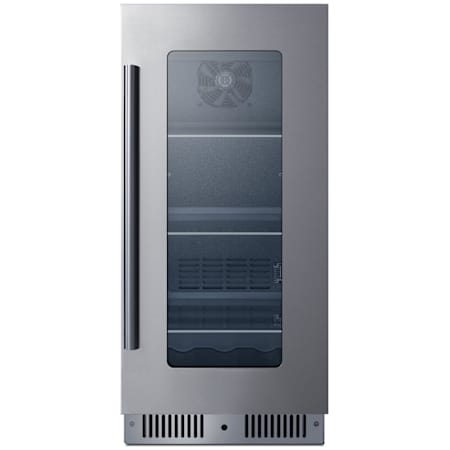 Summit 15 Inch Wide 96 Can Capacity Beverage Cooler with Front Breathing Design and Tinted Glass Stainless Steel