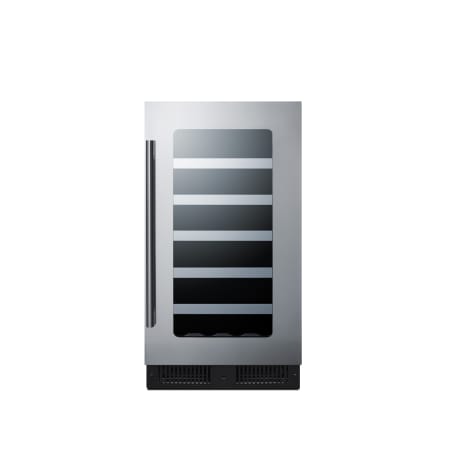 Summit 18 Inch Wide 29 Bottle Capacity Free Standing Wine Cooler with LED Lighting and Door Alarm Black / Stainless Steel