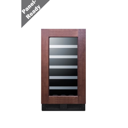 Summit 18 Inch Wide 29 Bottle Capacity Panel Ready Built-In / Free Standing Wine Cooler with LED Lights and Wood Shelves Panel Ready