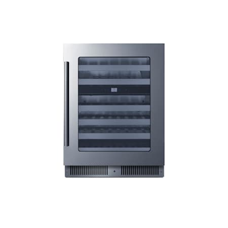 Summit 24 Inch Wide 48 Bottle Capacity Built-In Wine Cooler with 6 Shelves and 2 Cooling Zones Stainless Steel