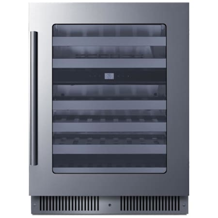 Summit 23 Inch Wide 48 Bottle Capacity Built-In Wine Cooler with Stainless Steel Shelves and 2 Cooling Zones Stainless Steel