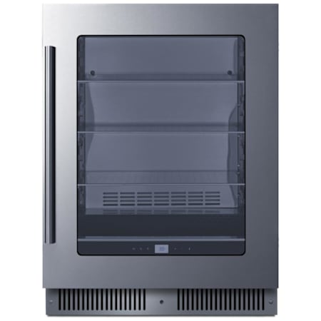 Summit 23 Inch Wide 170 Can Capacity Beverage Cooler with Front Breathing Design and Tinted Glass Stainless Steel