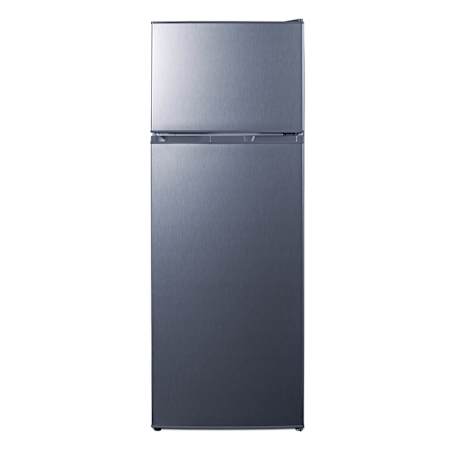 Summit 22 Inch Wide 7.4 Cu. Ft. Top Freezer Refrigerator with Cycle Defrost Stainless Look