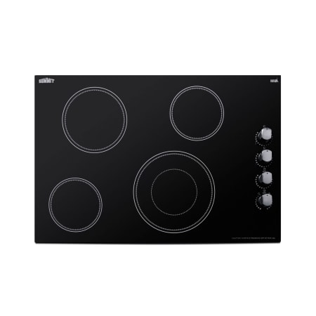 Summit 31 Inch Wide 4 Burner Electric Cooktop with Extra Large Dual Ring Burner Black