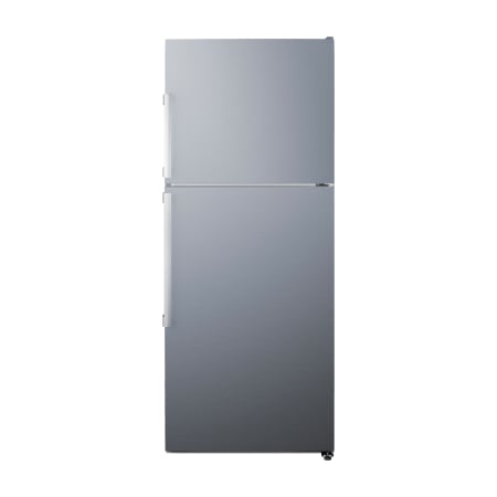 Summit 28 Inch Wide 13.6 Cu. Ft. Top Freezer Refrigerator with Ice Maker and Door Storage Stainless Steel