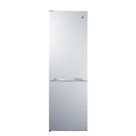 Summit 24 Inch Wide 11.7 Cu. Ft. Left Hinge Energy Star Certified Bottom Freezer Refrigerator with LED Lights and Glass Shelves White