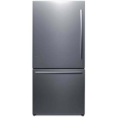 Summit 31 Inch Wide 17.2 Cu. Ft. Left Hinge Energy Star Certified Bottom Freezer Refrigerator with Icemaker and LED Lighting Stainless Steel