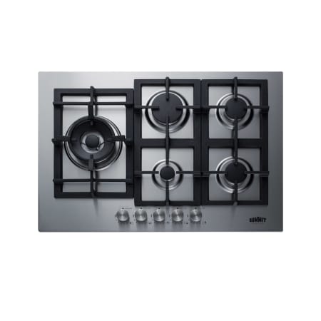 Summit 30 Inch Wide 5 Burner LP Gas Cooktop with Continuous Cast Iron Grates Stainless Steel