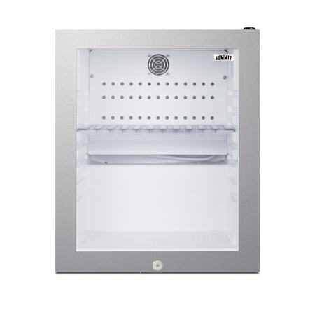 Summit 16 Inch Wide 0.9 Cu. Ft. Compact Freezerless Refrigerator with LED Light and Compressor Based Cooling Glass