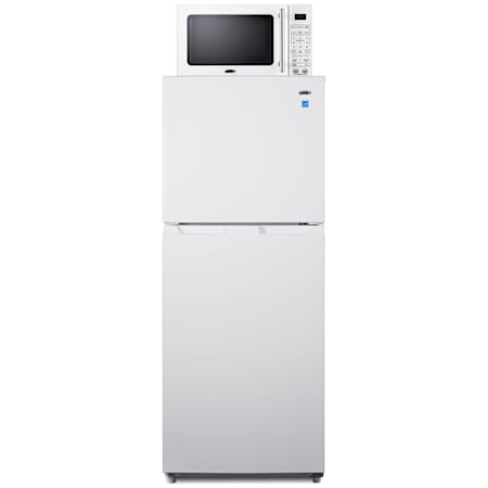 Summit 23 Inch Wide 10.1 Cu. Ft. Compact Refrigerator with Microwave and Pre Installed Charging Ports White
