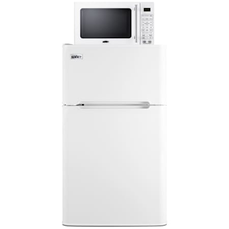 Summit 19 Inch Wide 3.2 Cu. Ft. Left Hinge Compact Refrigerator with Microwave and Pre Installed Charging Ports White